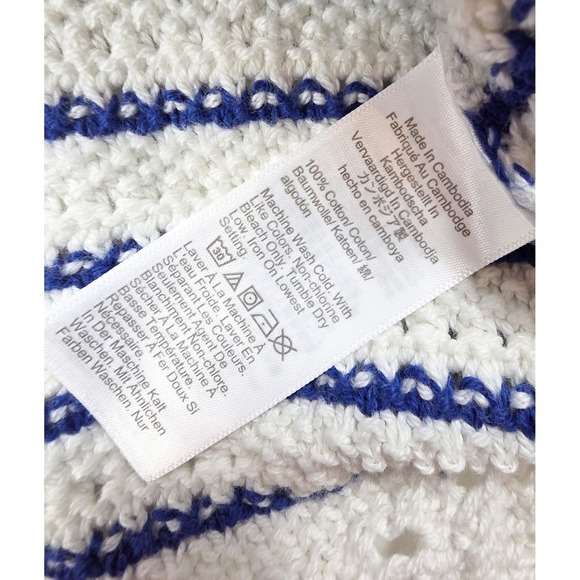 J. Crew White & Blue Striped Crochet Sweater Vest Women's Size Medium - Picture 5 of 5